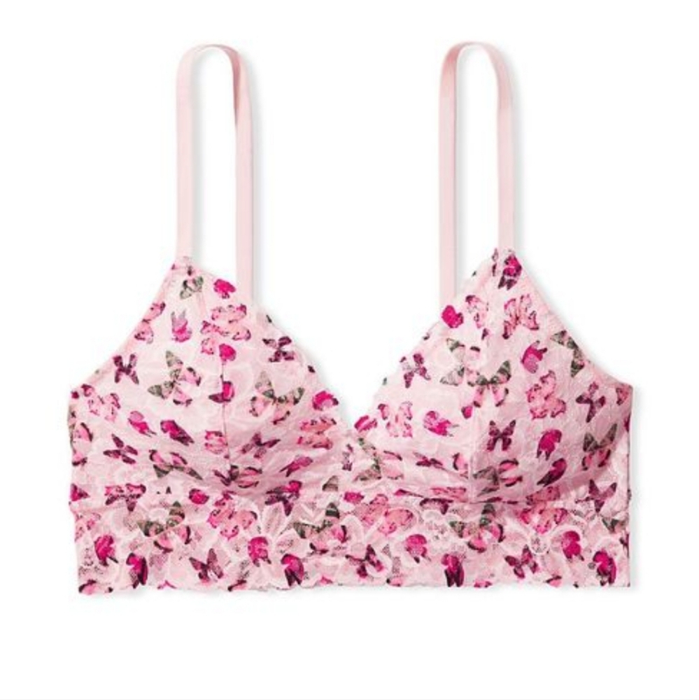Victoria Secret Angel Pink Flutter Lace Butterfly Bralette, The Lacie Collection